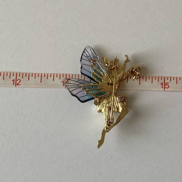Blue Winged Garden Fairy Brooch - Picture 4 of 6